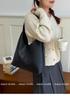Casual Knitting PU Leather Women's Shoulder Bags Vintage Solid Color Ladies Underarm Bags Fashi Large Capacity Female Tote Bag