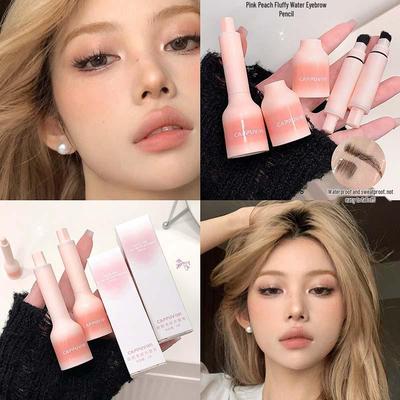 Cappuvini Smudge-Proof Peach Pink Eyebrow Pencil, Natural Color, Student-Friendly.