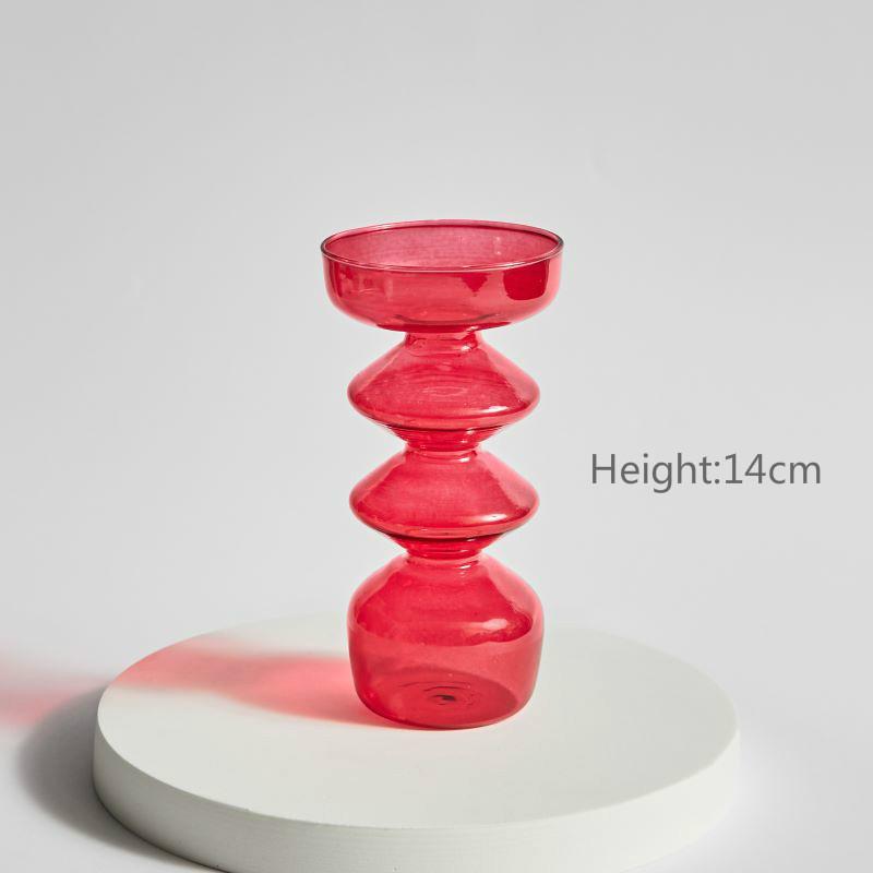 Конический подсвечник, стеклянный подсвечник для рождественского декора, свадебной вечеринки и домашнего ужина, ваза красный