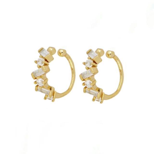 Crmya Yellow Silver Plated Stud Dangle Earrings For Women Cubic Zirconia Hoop Earrings For Women Bohemian Earings Jewelry