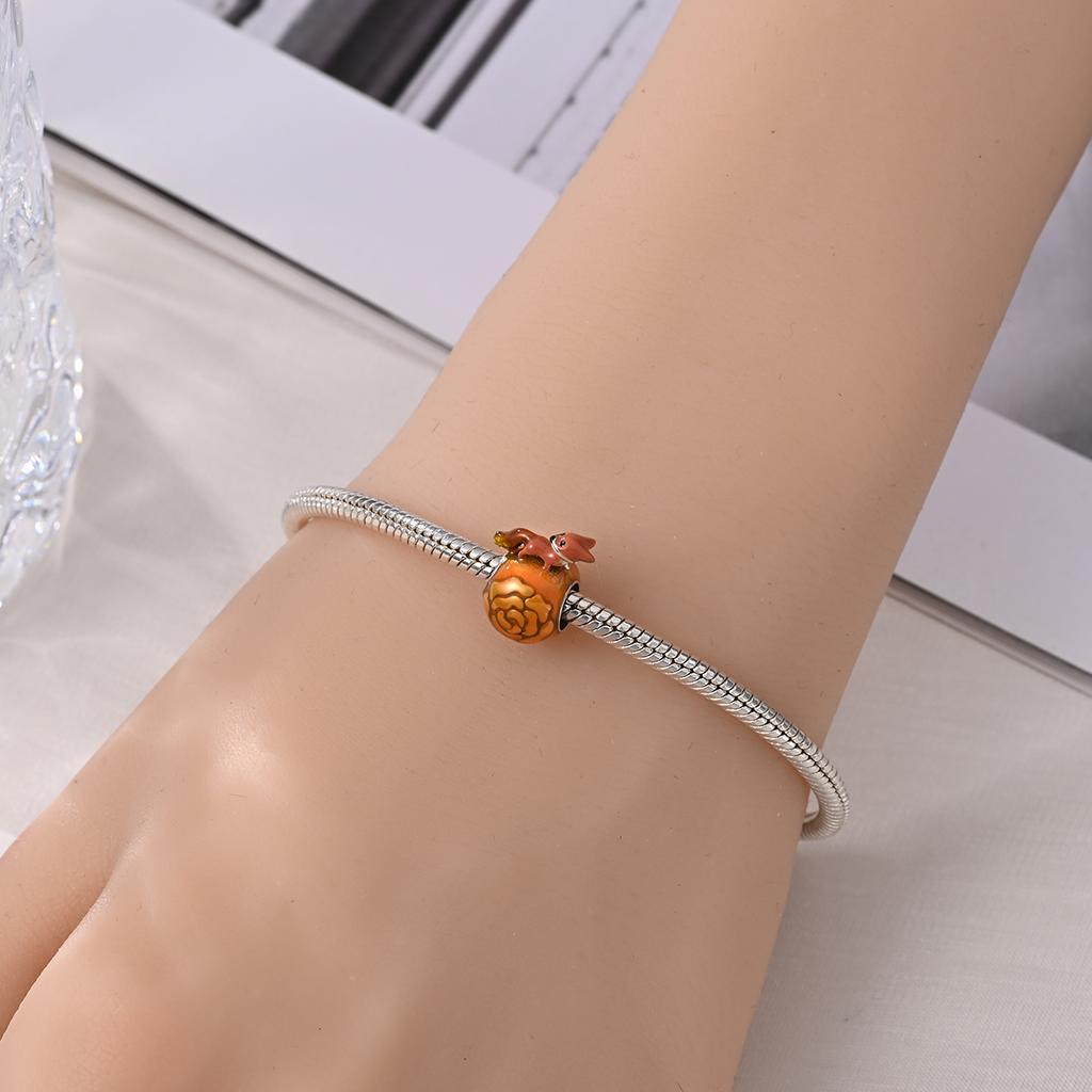 Herbstfarben Kupfer Eichhörnchen&Zapfen&Kürbis&Fuchs&Biene&Katze Perlen Anhänger Passend DIY Armband Exquisites Geschenk Schmuck