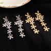 Personalized Diamond-Set Flower Fringed Earrings, Light Luxury Fashion Niche Metal Style Earrings For Women