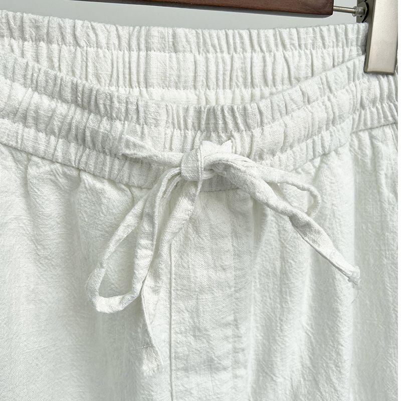 Men's Summer Thin Cotton & Linen Chinese Style Casual White Pants