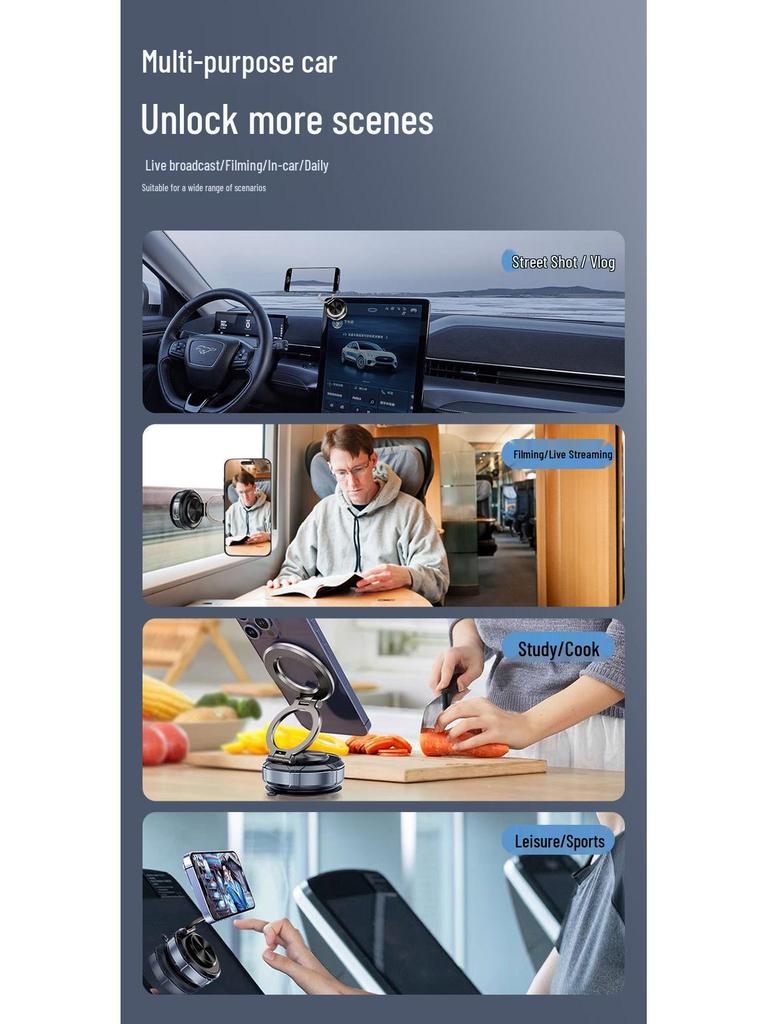 Car Vacuum Magnetic Dashboard Mount - Rotating, Multi-functional Phone Holder