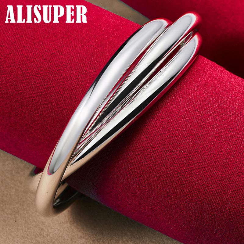 Βραχιόλι 925 από ασήμι 925 Κόσμημα από μασίφ βραχιόλι με τρεις κλωστές