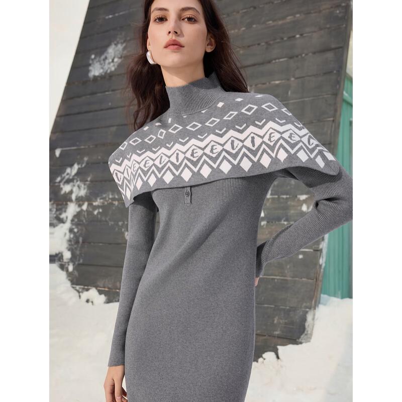 ELLE Elegant Knitted Turtleneck Long Dress M