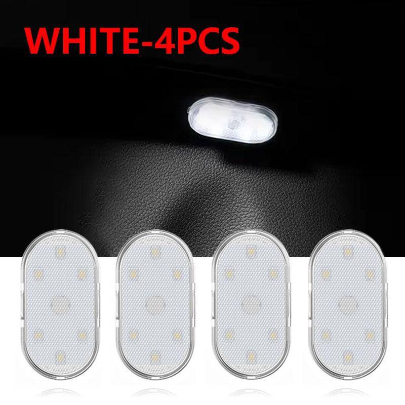 1/2/4Pcs LED Touch Light Mini Car Interior Lighting USB Rechargeable Auto Roof Ceiling Reading Lamps Atmosphere Decoration Lamp