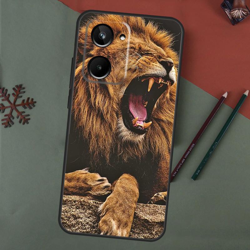 Roaring Lion Case For Realme C61 C53 C55 C33 C63 C51 C65 C67 C71 C75 11 12 13 14 15 Pro Plus GT6 GT7 Pro