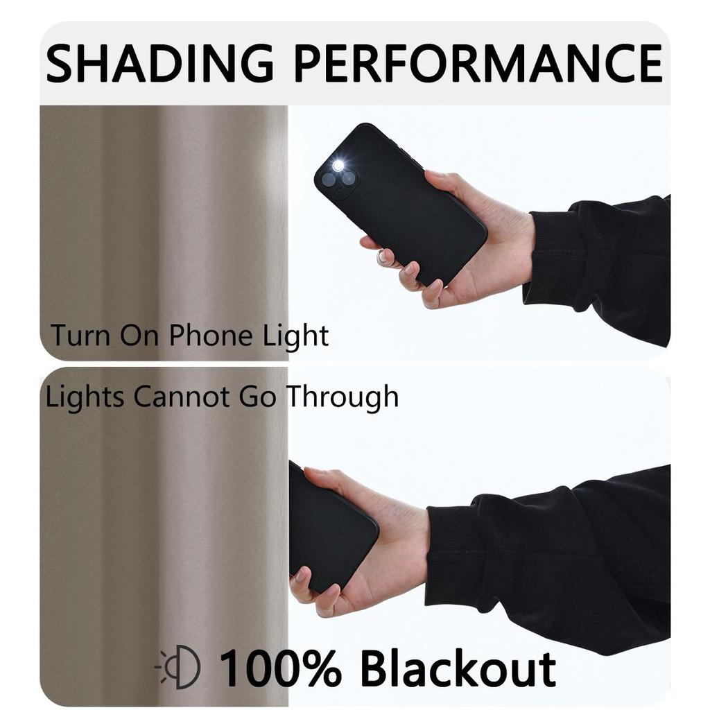 SHEIN Yafang Rod Pocket Blackout Curtains - Solid Color, Insulated, Sun Protection for Living Room & Balcony.