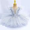 Barn Paillett Ballettkjole Sceneantrekk Sølv Jenter Moderne Dans Skjørt Barn Ballett Tutu Fest Prinsessekjole Kostymer