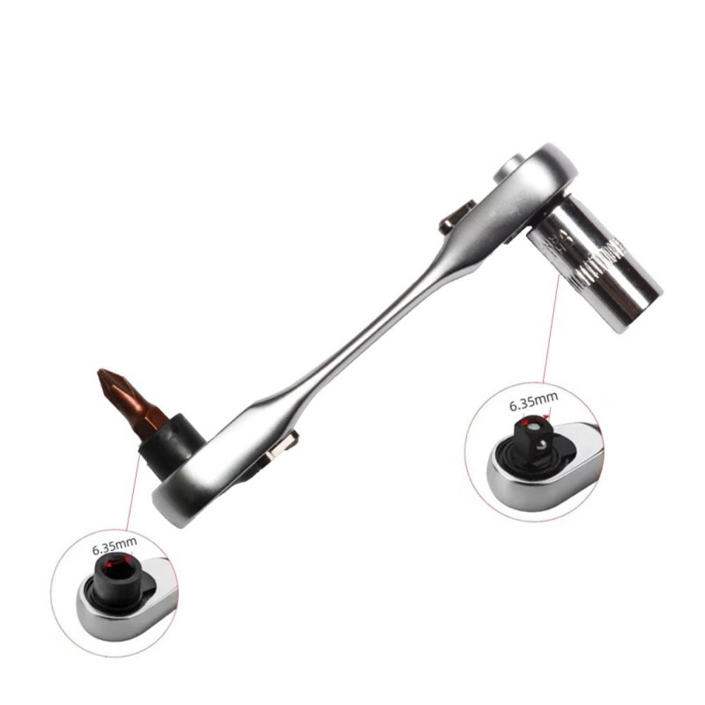 1/4 Inch Quick Release Ratchet Wrench Double Ended Hex Socket Tool