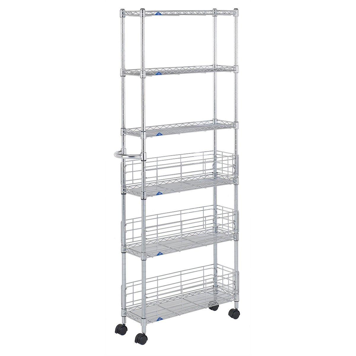 

Doshisha Luminous Feel Kitchen Rack Wagon Steel Rack Gap Storage Storage Shelf Width 20 6 ярусов Устойчив к ржавчине Обработка от ржавчины Легко собрать