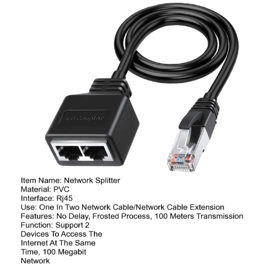 RJ45 Gigabit Network to 2 Ways Splitter 1 100m Transmission Two Devices Access