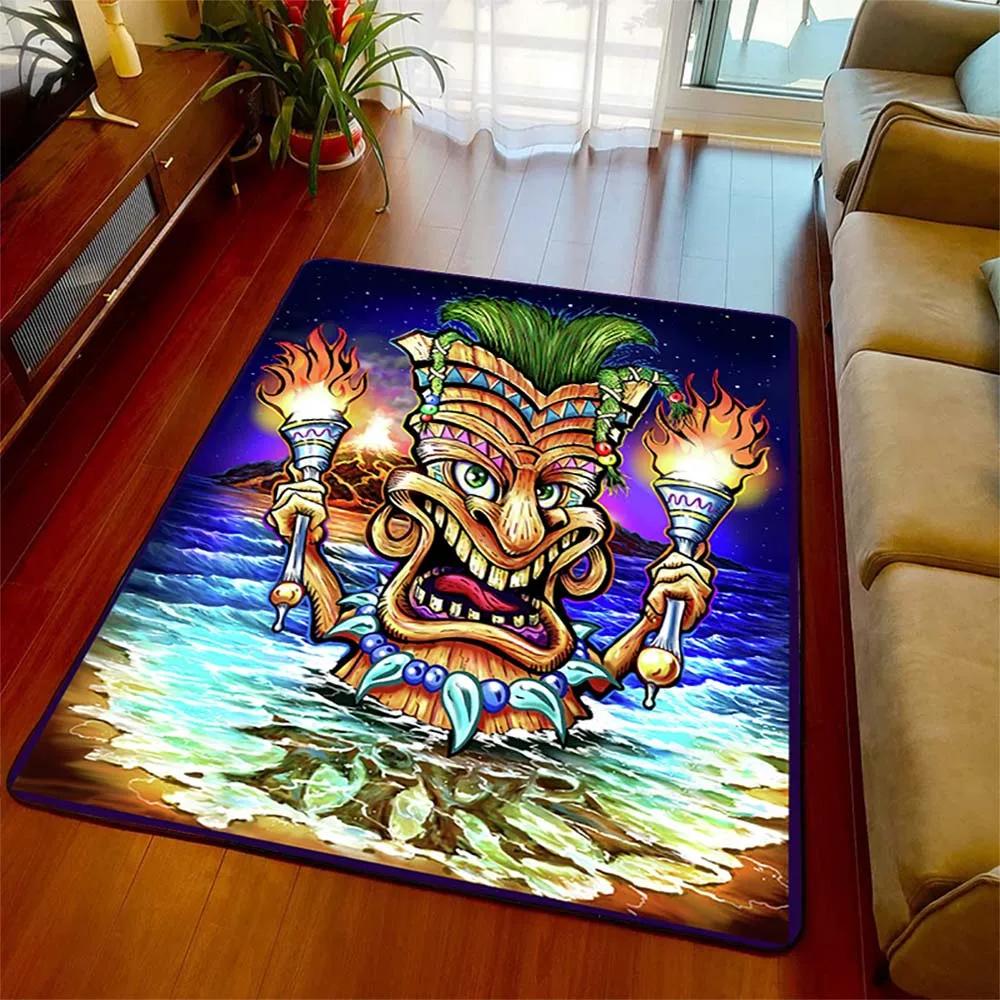 

Tiki Bar Carpet Hawaii Holiday Floor Mats Party Summer Beach Bar Pub Area Rug for Home Decorations Doormat Non-slip Chair Mat 40x60cm