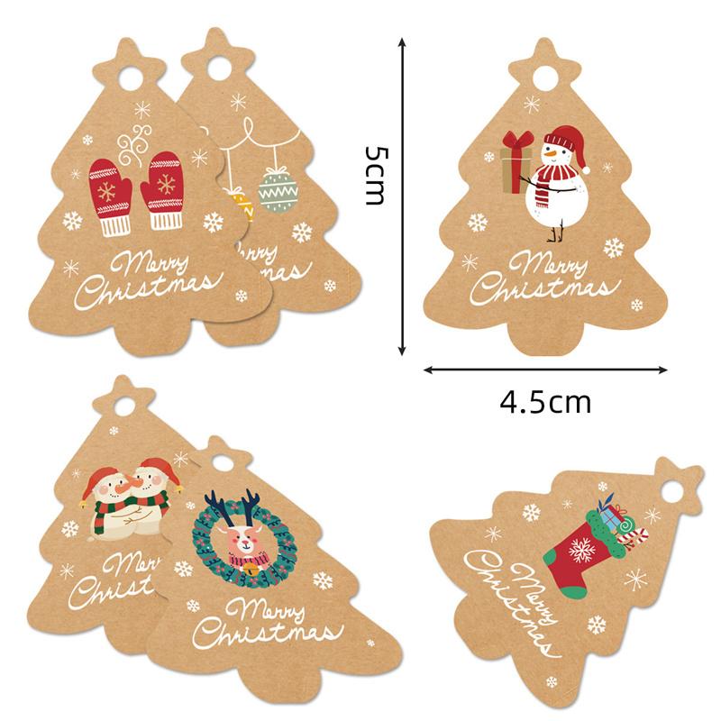 48Pcs Merry Christmas Tags Kraft Paper Card Gift Label DIY Hang Tags Gift Wrapping Decor