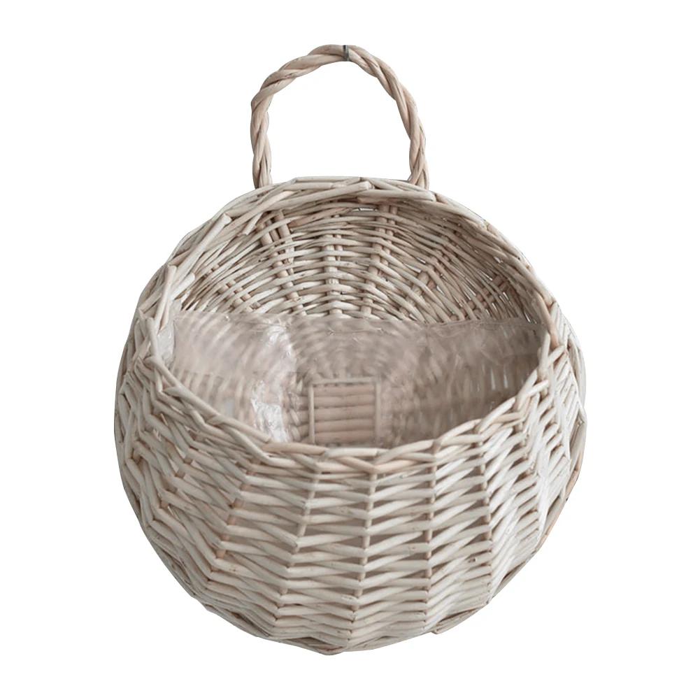 Handmade Rattan Hanging Flower Pot Balcony Dried Flower Wicker Basket Decoration