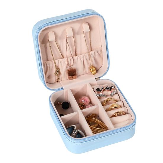 Jewelry?Box Solid Color Organization Flannel Zipper Closure Jewelry?Organizer?Tray for Bedroom