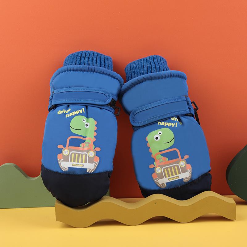 

(2~8 лет) Зимние детские водонепроницаемые нескользящие толстые теплые перчатки для катания на лыжах с рисунком S