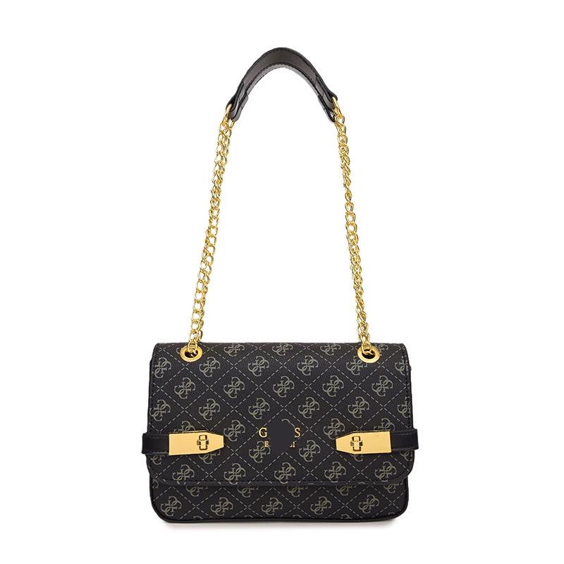 Platynowa Torebka na Ramię z Łańcuszkiem - Modna Mała Kwadratowa Damska Torebka z Teksturowanym Nadrukiem