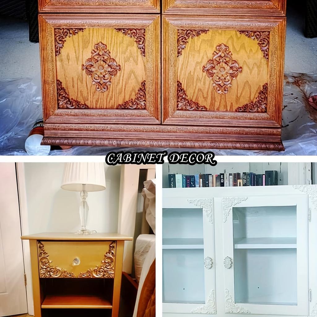 4 Holz Applikationen - Geschnitzte Ecken Für Möbeldekoration