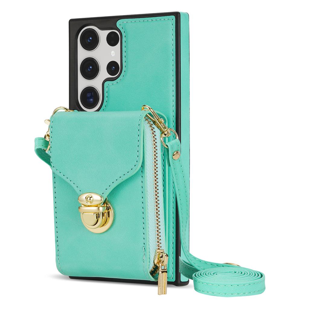 Lanyard Leather Crossbody Case For Samsung Galaxy S26 S25 Ultra S24 S23 FE S22 S21 Plus A36 A56 A37 A14 A54  Wallet Purse Cover