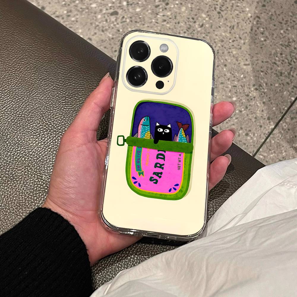 Fish Funny Sardines For iPhone 17,16,15,14,13,12,11,Pro,XS,Max,XR,Plus,E,SE4,Mini Soft Cover Transport Phone Case