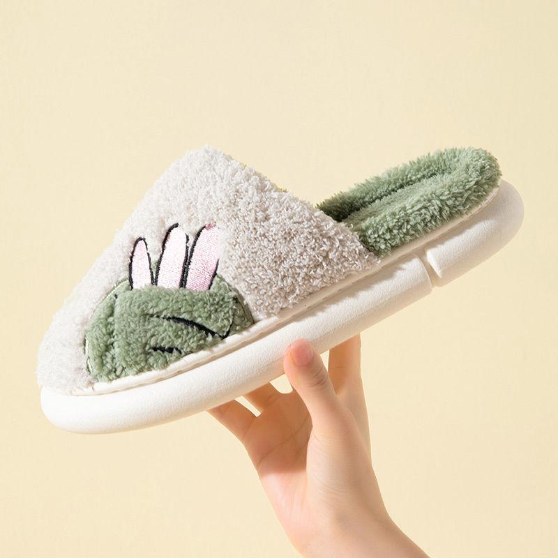 Cotton slippers women's winter home household indoor warm and fleece cold-proof thick-soled hair slippers men