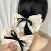 Lace, hollowed-out flower-shaped bow hair clip, women's back of the head hair clip, elegant and simple hair accessory
