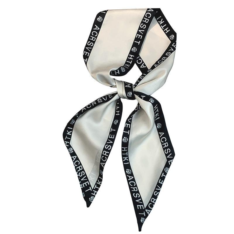 Summer New Long Silk Scarf Women's Small Streamer Printing Imitation Silk Suit Sweet Small Scarf