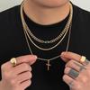 SHIXIN 3 Stück/Set Hip Hop Metall Jesus Kreuz Anhänger Dünne Schlangenkette Halskette Herren Punk Goldfarbe Cuban Link Kette Choker Schmuck