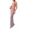 Good American Womens/Ladies Ombre Mesh Bodycon One Shoulder Maxi Dress