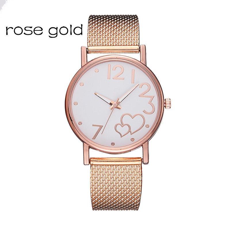 1PC Women's Fashion Simple Heart-shaped Watch Strap Pin Buckle Women's Clock Quartz Watch