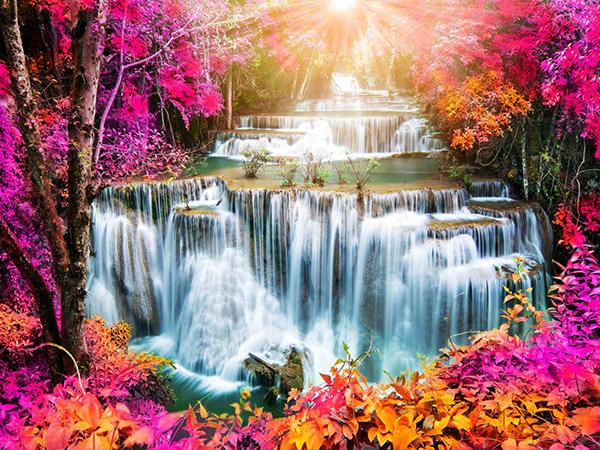 5D Diamond Painting Waterfall Full Square Round Diamond Embroidery Mountain Landscape Rhinestone Picture Home Decor