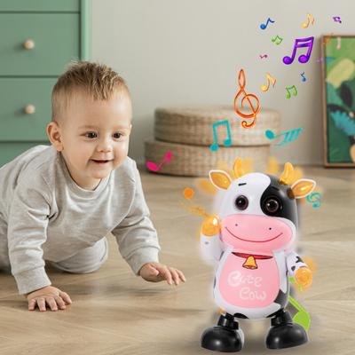 Dětská elektrická hračka kráva s LED světlem, hudbou, zpěvem, tancem, kreslená hračka mléčného skotu
