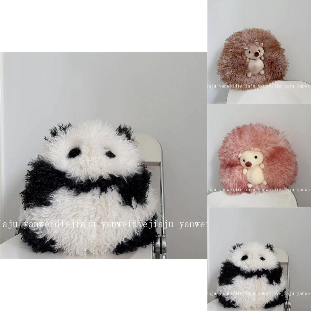 Cartoon Panda Hedgehog Plush Pillow Lumbar Cushion For Kids And Sofa Decor