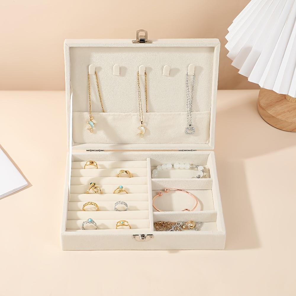 1pc Velvet Jewelry Box High-End Jewelry Box with Closure, Necklace Earring Ring Box, Black, Gray, Beige, Jewelry Boxes LG-Q055 PU