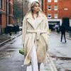 Women's Mid-Length Belted Mink Velvet Faux Fur Coat - Plus Size, Thick, Cotton-Padded, Autumn/Winter.