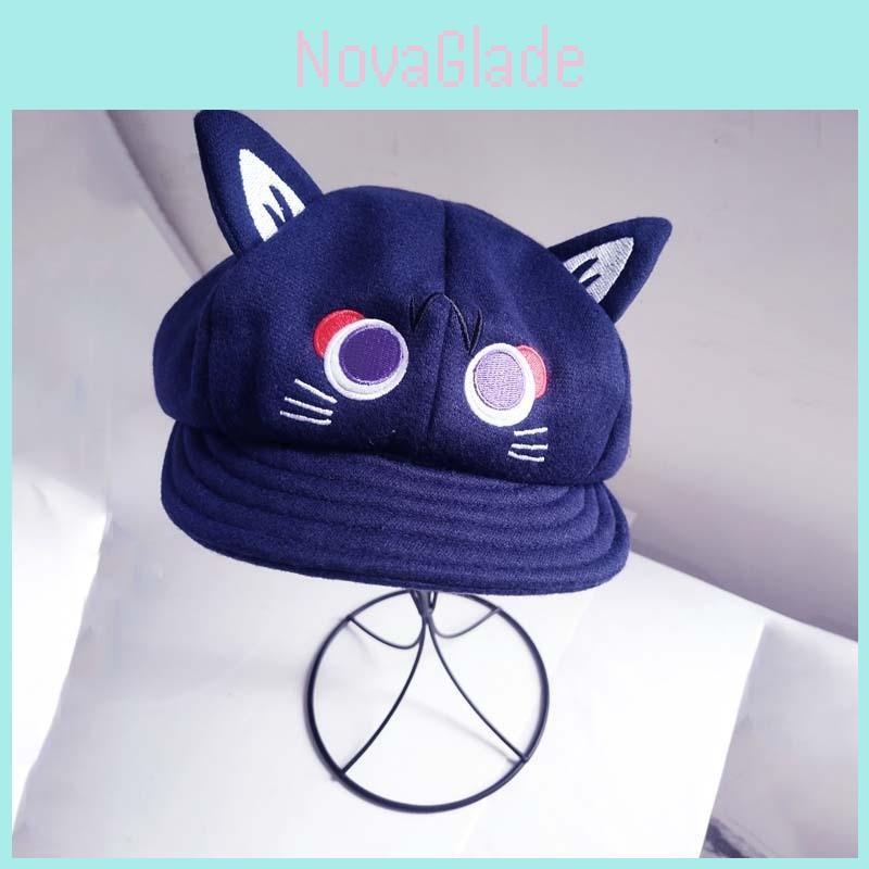 Cute Purple Cat Ear Beret Hat For Women All Seasons Warm Polyester Cotton Material