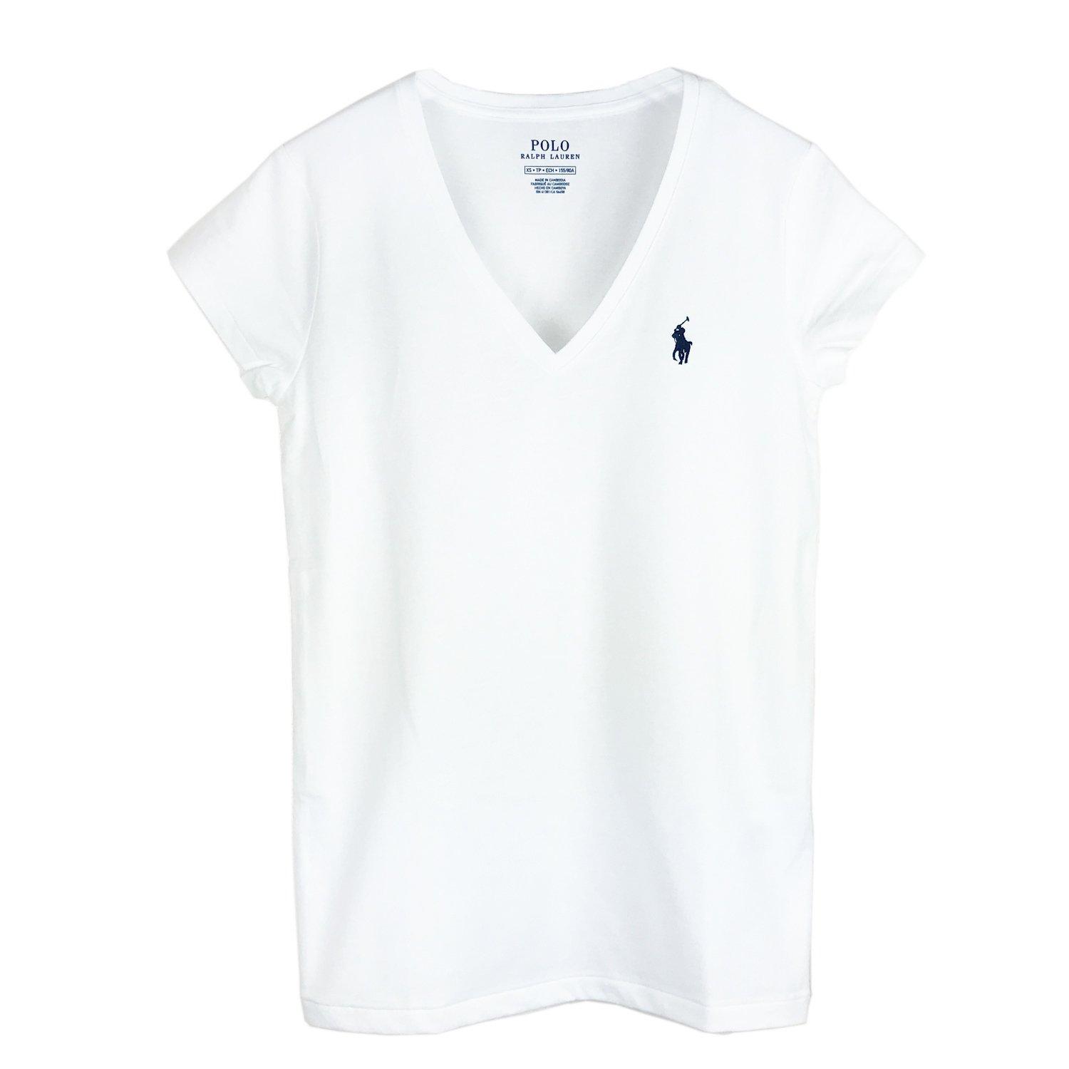 

Ralph Lauren Polo Хлопковая Однотонная Женская Футболка с V-образным вырезом [Б/У] белый