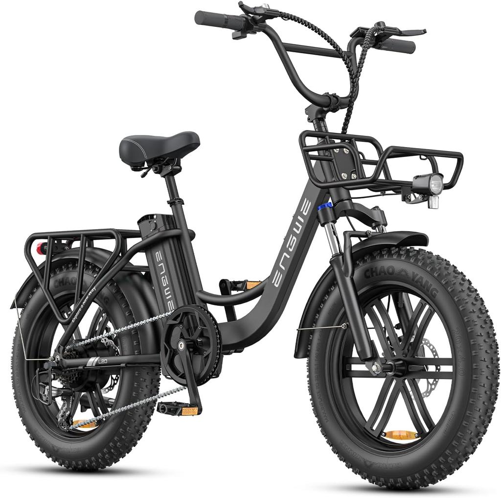 ENGWE electric bike, 250W motor, 48V 13Ah battery, 20 x 4.0 wide tires, range up to 120 km, 7 speeds, top speed 25 km/h (L20/L20 Boost mode).