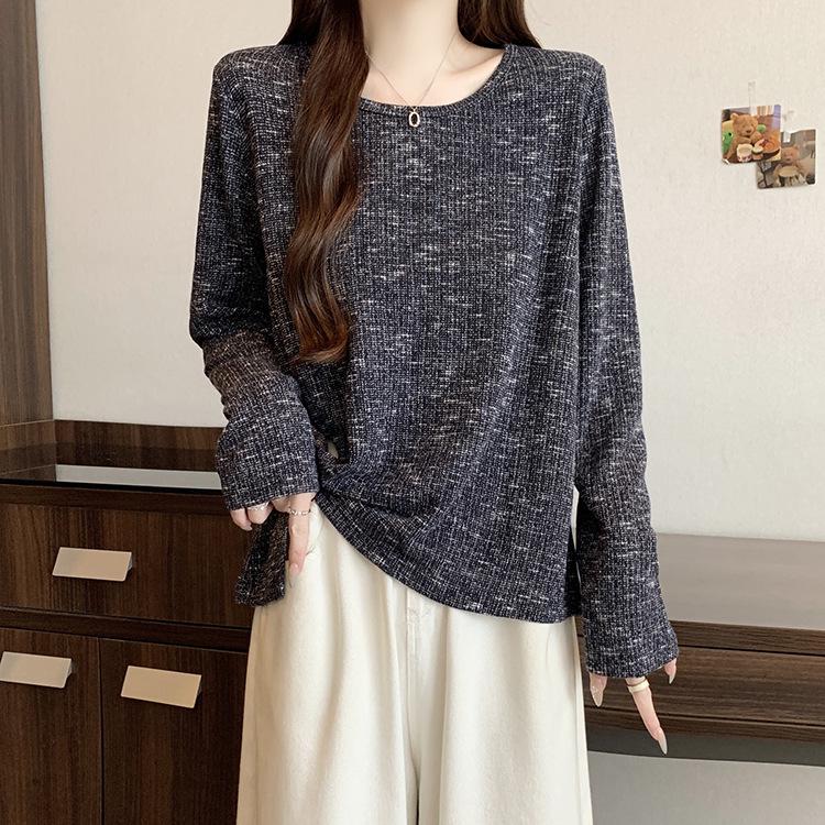 Plus Size Women s Korean Style Round Neck Loose Slimming Irregular Knit Top XL