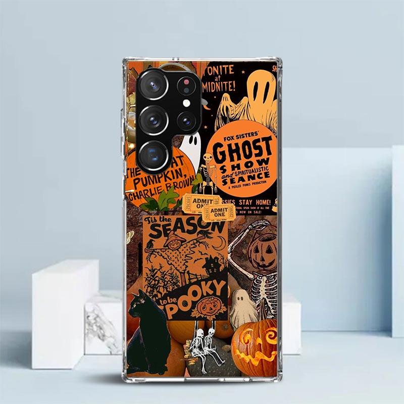 October Fall Halloween Spooky Pumpkin Phone Case For Samsung Galaxy S24 S25 Edge S26 Ultra S22 S23 Plus S21 + S20 FE Soft TPU Ba