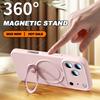 360 Magnetyczny Stojak Etui z Płynnego Silikonu Na iPhone 17 Air 13 14 15 16 Pro Max Plus Magsafe Uchwyt do Ładowania Pokrowiec Ochronny