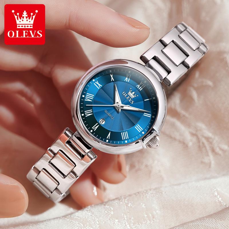 OLEVS Women's Watches Roman Scale Auto Date Exquisite Small Dial Stainless Steel Waterproof Elegant NEW Ladies' Watches