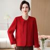 New Chinese Style Pleated Autumn Jacket for Middle-Aged Women