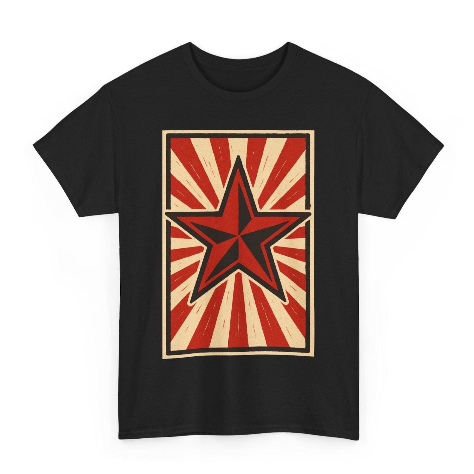 Soviet Red Star T Shirt Unisex | Retro USSR Propaganda Graphic Tee | Bold Soviet Symbol Shirt | Vintage Communist Style for Rebels S