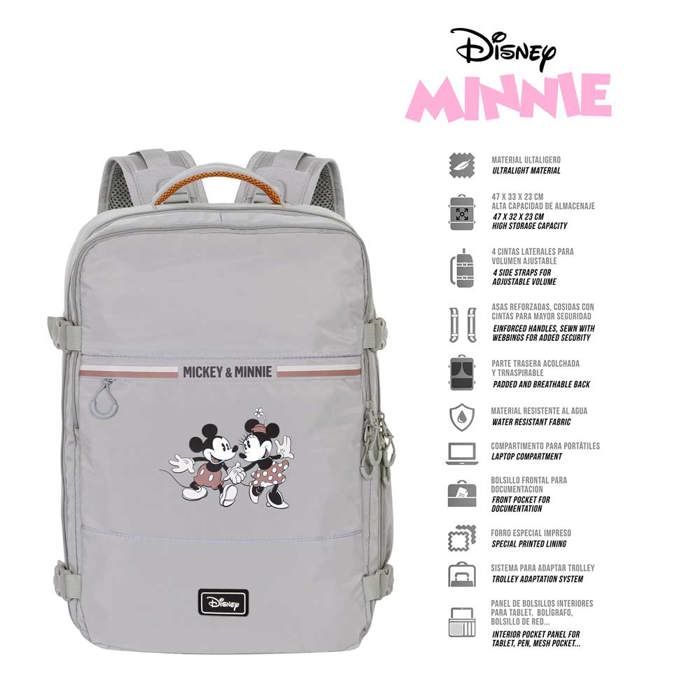 Sac à dos Mercury Grande Voyage Avion - Disney Minnie Mouse Face - Multicolore - 47x23x33cm