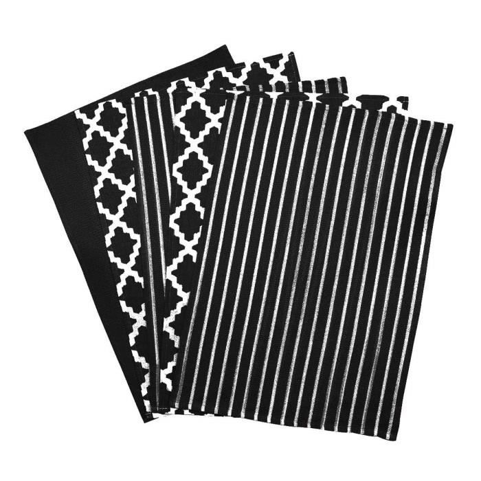 Torchon - Penguin Home - Set de 5 - 100% Coton - Doux - Durable - Design Noir Stylé