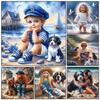 Diamond Painting Kits Boy Girl Dog Mosaic Full Drill 5d Diy Diamond Embroidery Seaside Scenery Cross Stitch Home Decor