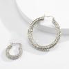 Fashion Light Luxury C-Shaped Full Diamond Set Earrings, Temperament Versatile With Colored Diamond Geometric Studs